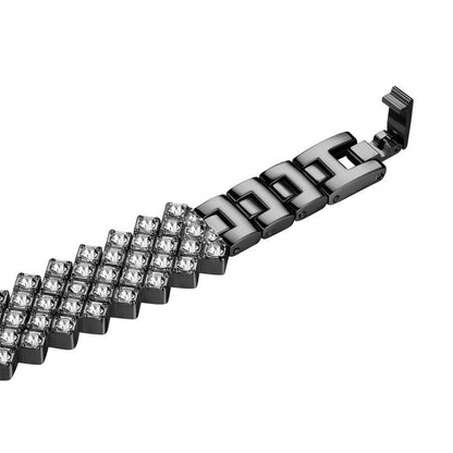 For Apple Watch 46mm / 49mm / 45mm / 44mm Rhombic Diamond Zinc Alloy Watch Band(Black) by bashfashion