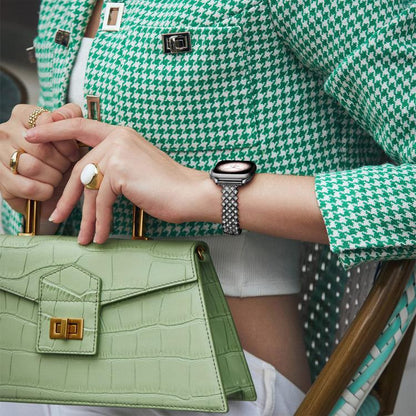 For Apple Watch 46mm / 49mm / 45mm / 44mm Rhombic Diamond Zinc Alloy Watch Band(Black) by bashfashion