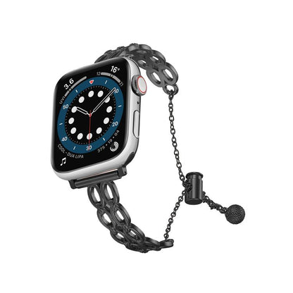 For Apple Watch 46mm / 49mm / 45mm / 44mm Double Ring Chain Zinc Alloy Watch Band(Black) by bashfashion