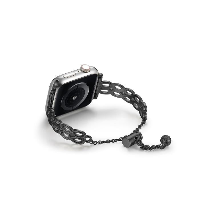 For Apple Watch 46mm / 49mm / 45mm / 44mm Double Ring Chain Zinc Alloy Watch Band(Black) by bashfashion