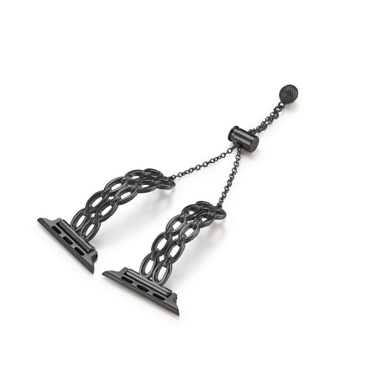 For Apple Watch 46mm / 49mm / 45mm / 44mm Double Ring Chain Zinc Alloy Watch Band(Black) by bashfashion