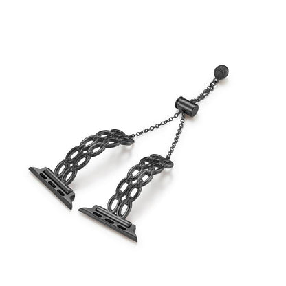 For Apple Watch 46mm / 49mm / 45mm / 44mm Double Ring Chain Zinc Alloy Watch Band(Black) by bashfashion
