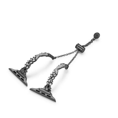 For Apple Watch 46mm / 49mm / 45mm / 44mm Wings Crushed Diamonds Zinc Alloy Watch Band(Black) by bashfashion