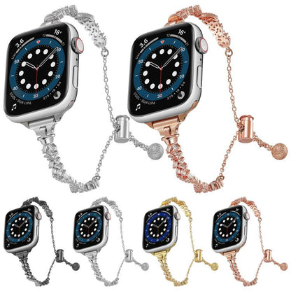 For Apple Watch 46mm / 49mm / 45mm / 44mm Wings Crushed Diamonds Zinc Alloy Watch Band(Black) by bashfashion