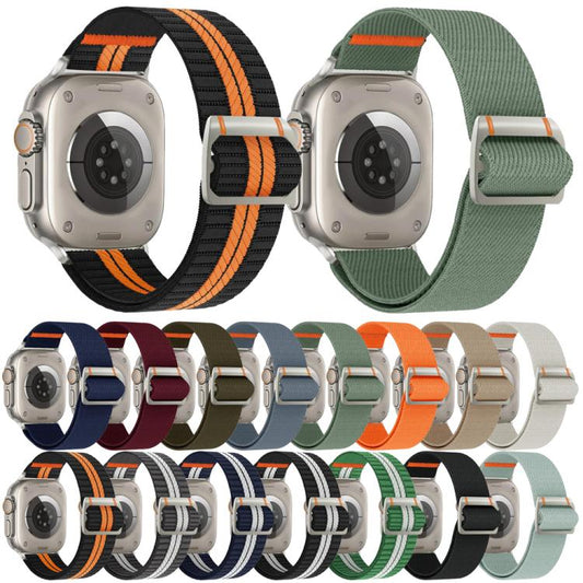 For Apple Watch 46mm / 49mm / 45mm / 44mm Watchman Mechanical Buckle Nylon Watch Band(Starlight) by bashfashion