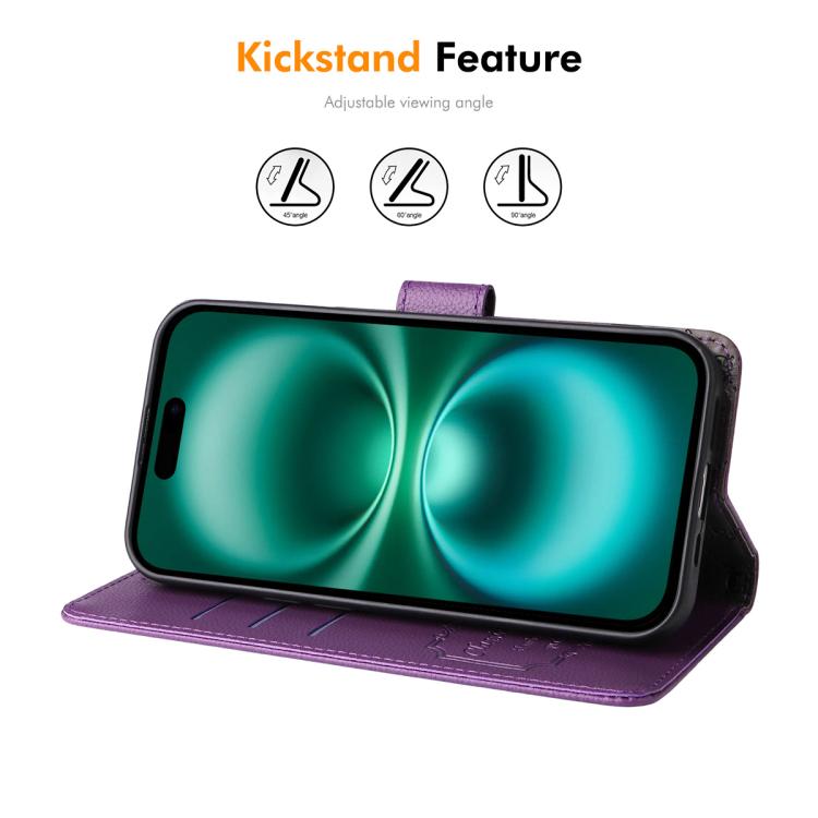 For iPhone 17 Pro ENKAY RFID Blocking Wallet Kickstand Litchi Texture Leather Phone Case(Purple) by ENKAY