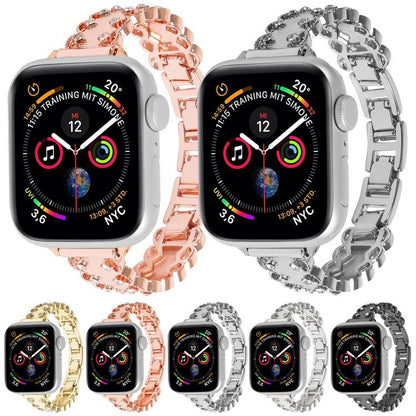For Apple Watch 46mm / 49mm / 45mm / 44mm Lace Edged Diamond Alloy Metal Watch Band(Black) by bashfashion