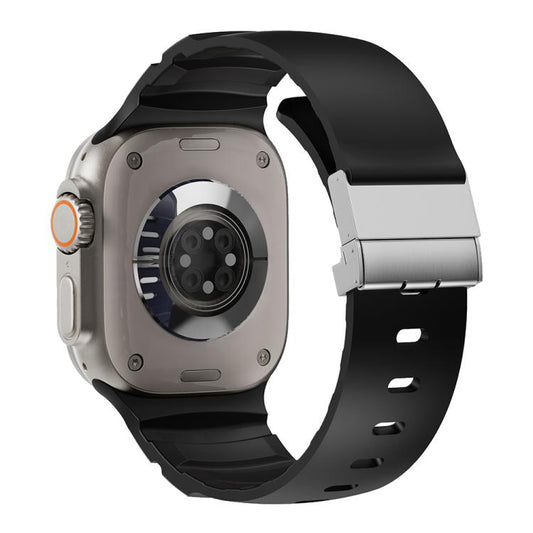 For Apple Watch 46mm / 49mm / 45mm / 44mm Magnetic Clasp Silicone Watch Band(Black) by bashfashion