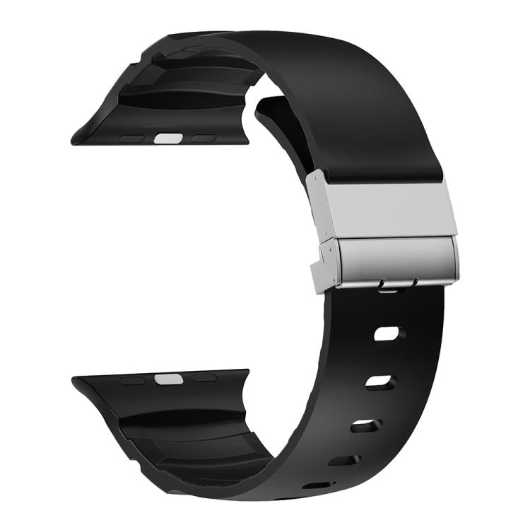 For Apple Watch 46mm / 49mm / 45mm / 44mm Magnetic Clasp Silicone Watch Band(Black) by bashfashion