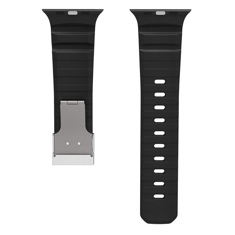 For Apple Watch 46mm / 49mm / 45mm / 44mm Magnetic Clasp Silicone Watch Band(Black) by bashfashion