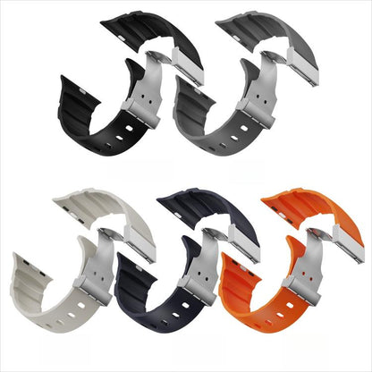 For Apple Watch 46mm / 49mm / 45mm / 44mm Magnetic Clasp Silicone Watch Band(Black) by bashfashion