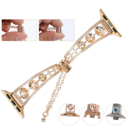 For Apple Watch 46mm / 49mm / 45mm / 44mm Platinum Star Zirconium Metal Watch Band(Gold) by bashfashion