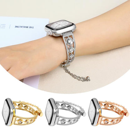 For Apple Watch 46mm / 49mm / 45mm / 44mm Platinum Star Zirconium Metal Watch Band(Gold) by bashfashion