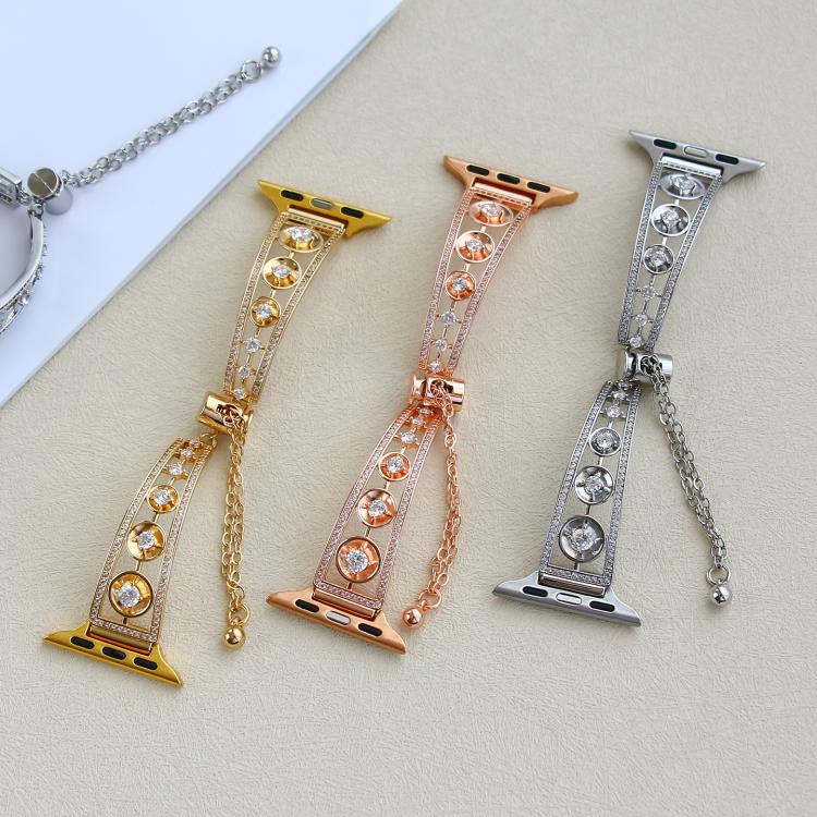 For Apple Watch 46mm / 49mm / 45mm / 44mm Platinum Star Zirconium Metal Watch Band(Gold) by bashfashion