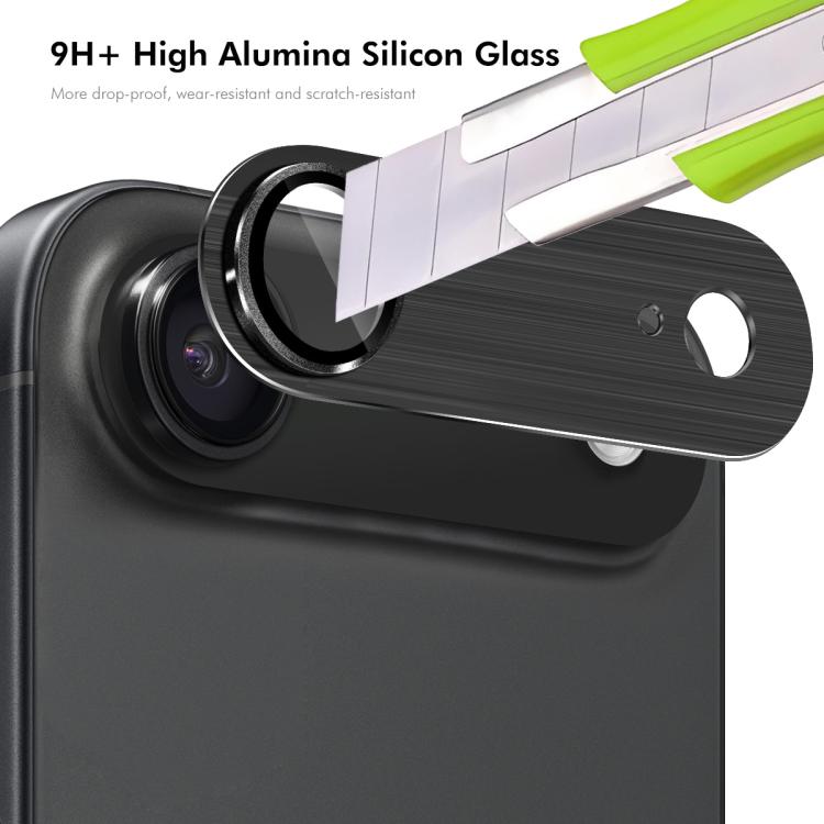 For iPhone Air ENKAY Anti-reflection Camera Lens Brushed Aluminium Alloy Tempered Glass Film(Black) by ENKAY