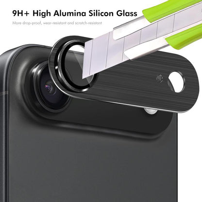 For iPhone Air ENKAY Anti-reflection Camera Lens Brushed Aluminium Alloy Tempered Glass Film(Black) by ENKAY