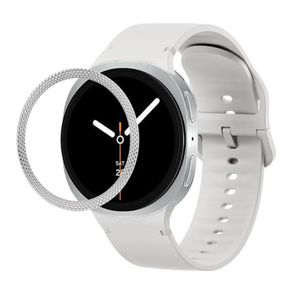 For Samsung Galaxy Watch8 44mm Rhombic Texture Bezel and Solid Color Stitched Silicone Watch Band(Lime White Silver) by bashfashion