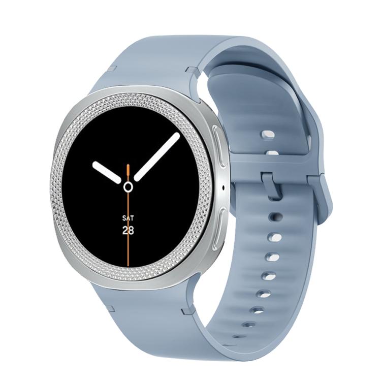 For Samsung Galaxy Watch8 44mm Rhombic Texture Bezel and Solid Color Stitched Silicone Watch Band(Jewel Blue Silver) by bashfashion