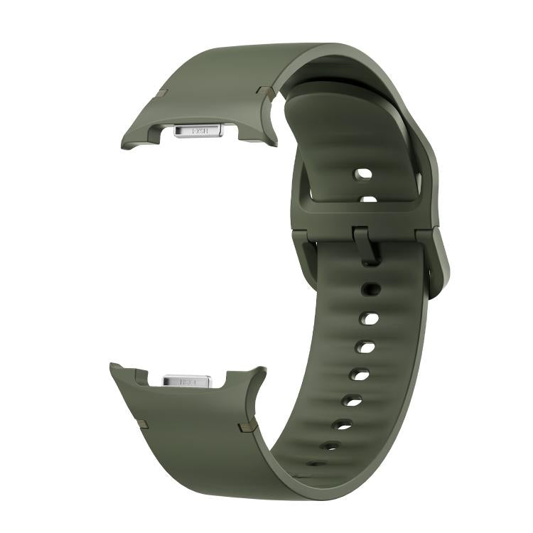 For Samsung Galaxy Watch8 44mm Rhombic Texture Bezel and Solid Color Stitched Silicone Watch Band(Army Green Silver) by bashfashion