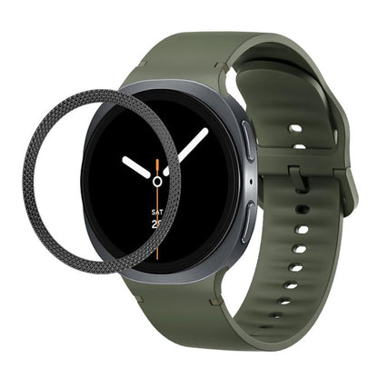 For Samsung Galaxy Watch8 44mm Rhombic Texture Bezel and Solid Color Stitched Silicone Watch Band(Army Green Black) by bashfashion