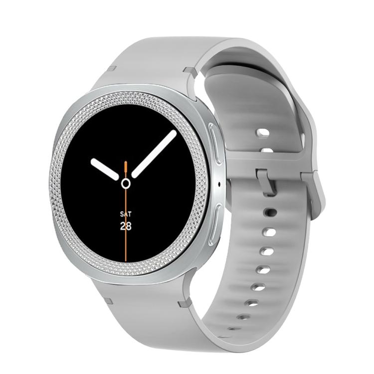 For Samsung Galaxy Watch8 40mm Rhombic Texture Bezel and Solid Color Stitched Silicone Watch Band(Gray Silver) by bashfashion