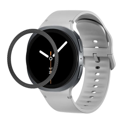 For Samsung Galaxy Watch8 40mm Rhombic Texture Bezel and Solid Color Stitched Silicone Watch Band(Gray Black) by bashfashion