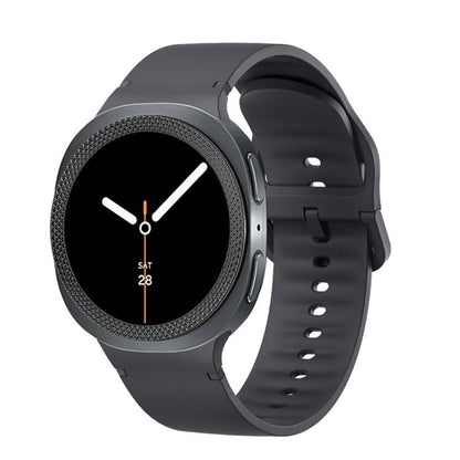 For Samsung Galaxy Watch8 40mm Rhombic Texture Bezel and Solid Color Stitched Silicone Watch Band(Dark Gray Black) by bashfashion