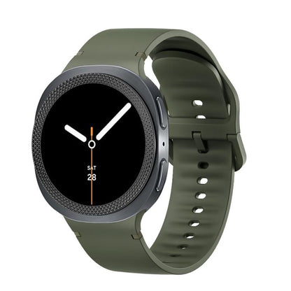 For Samsung Galaxy Watch8 40mm Rhombic Texture Bezel and Solid Color Stitched Silicone Watch Band(Army Green Black) by bashfashion