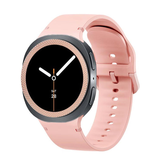 For Samsung Galaxy Watch8 40mm Rhombic Texture Bezel and Solid Color Stitched Silicone Watch Band(Pink Rose Gold) by bashfashion