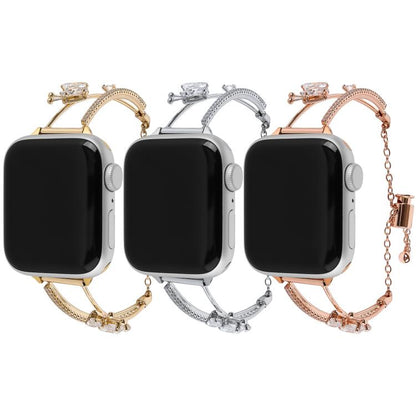 For Apple Watch 46mm / 49mm / 45mm / 44mm Copper-Inlaid Butterfly Zircon Bracelet Watch Band(Siver) by bashfashion