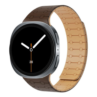 For Samsung Galaxy Watch8 / Watch8 Classic Integrated Magnetic Silicone Watch Band(Dark Brown+Light Brown) by bashfashion