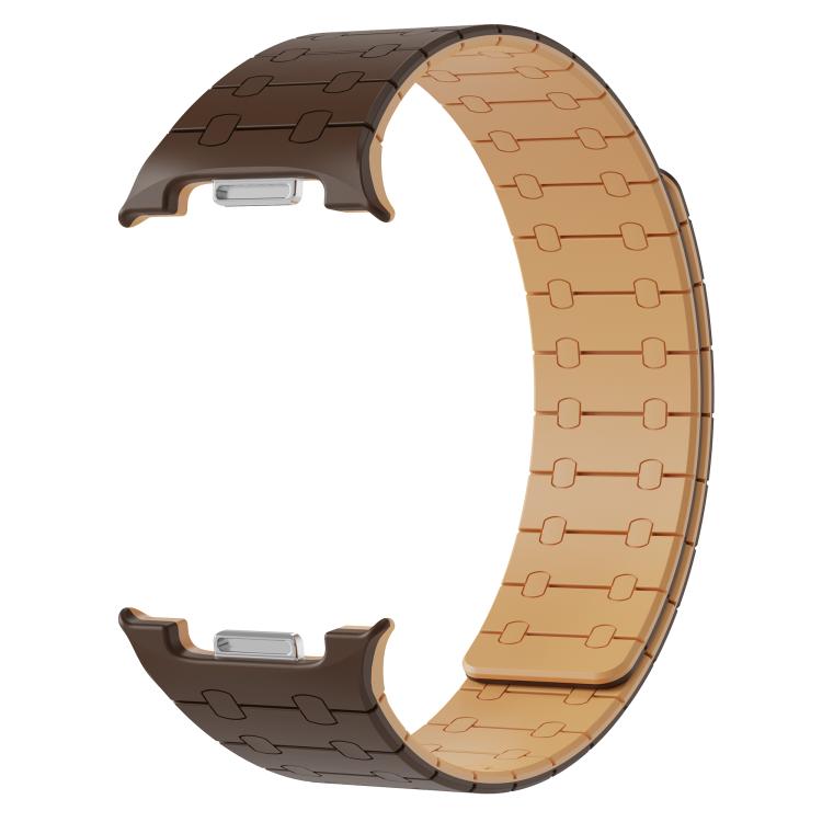 For Samsung Galaxy Watch8 / Watch8 Classic Integrated Magnetic Silicone Watch Band(Dark Brown+Light Brown) by bashfashion