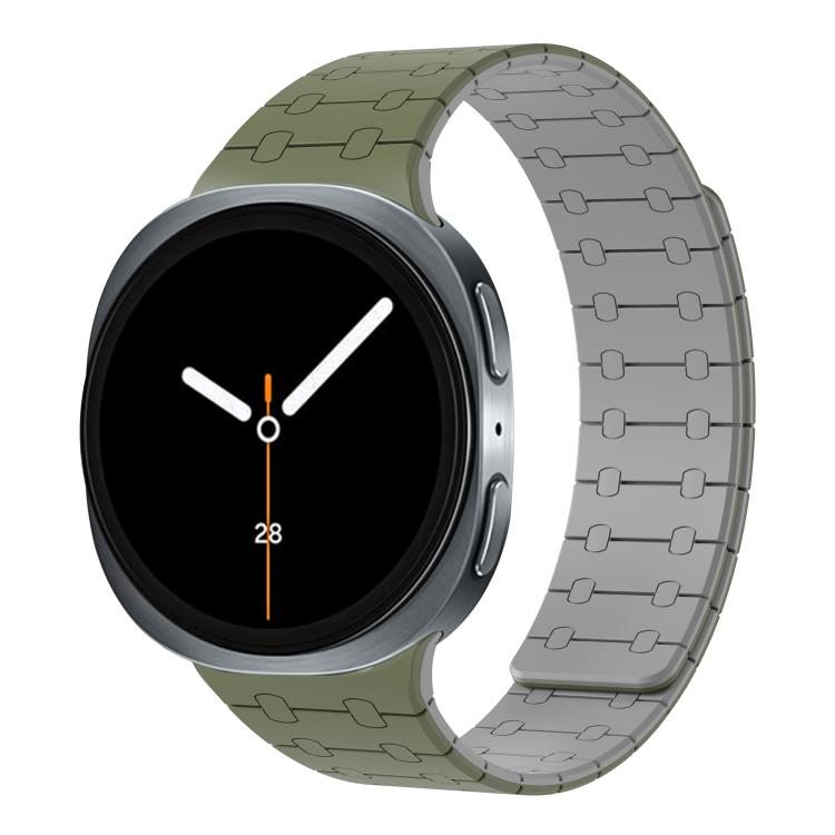 For Samsung Galaxy Watch8 / Watch8 Classic Integrated Magnetic Silicone Watch Band(Green+Gray) by bashfashion
