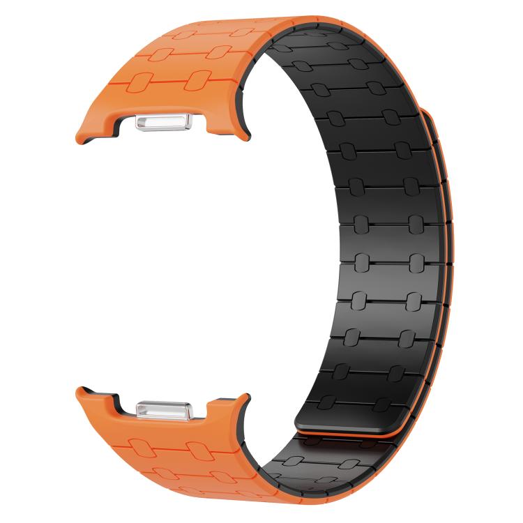 For Samsung Galaxy Watch8 / Watch8 Classic Integrated Magnetic Silicone Watch Band(Orange+Black) by bashfashion