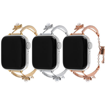 For Apple Watch 46mm / 49mm / 45mm / 44mm Copper-Inlaid Bear Zircon Bracelet Watch Band(Siver) by bashfashion