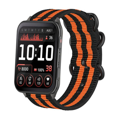 For Garmin Venu X1 Ring Buckle Nylon Canvas Watch Band(Black Orange) by bashfashion