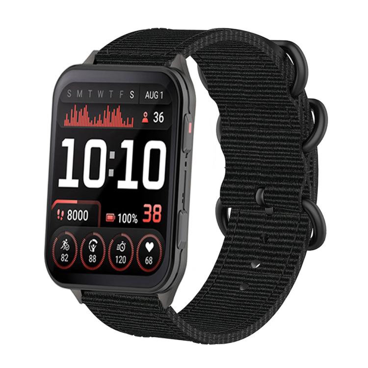 For Garmin Venu X1 Ring Buckle Nylon Canvas Watch Band(Black) by bashfashion