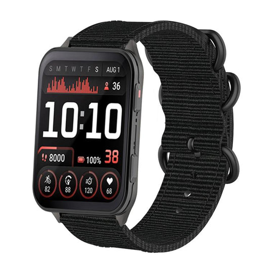 For Garmin Venu X1 Ring Buckle Nylon Canvas Watch Band(Black) by bashfashion