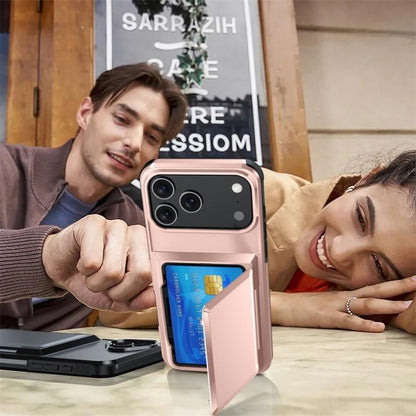 For iPhone 17 Pro Max Kalebol Flip Card Wallet Holder Shockproof Phone Case(Rose Gold) by Kalebol