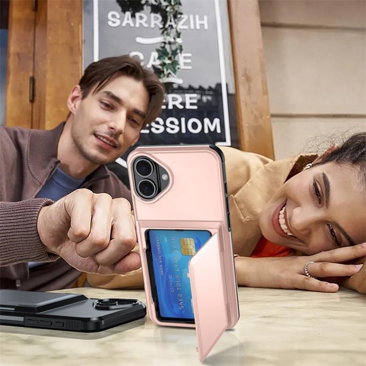 For iPhone 17 Kalebol Flip Card Wallet Holder Shockproof Phone Case(Rose Gold) by Kalebol