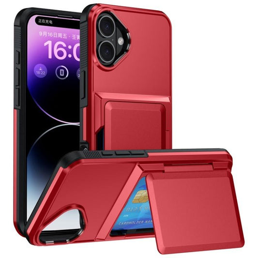 For iPhone 17 Kalebol Flip Card Wallet Holder Shockproof Phone Case(Red) by Kalebol