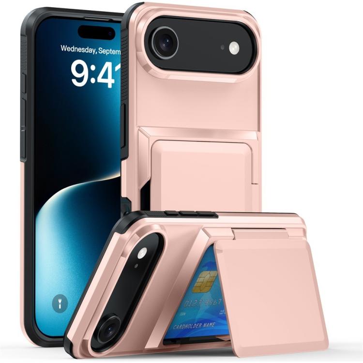 For iPhone Air Kalebol Flip Card Wallet Holder Shockproof Phone Case(Rose Gold) by Kalebol