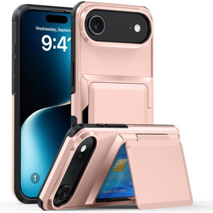 For iPhone Air Kalebol Flip Card Wallet Holder Shockproof Phone Case(Rose Gold) by Kalebol