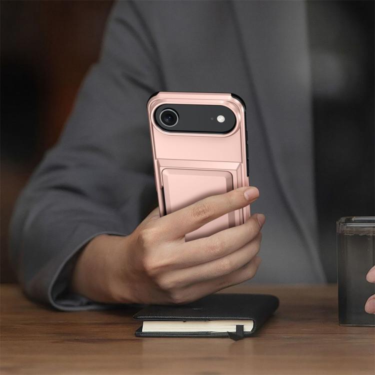 For iPhone Air Kalebol Flip Card Wallet Holder Shockproof Phone Case(Rose Gold) by Kalebol