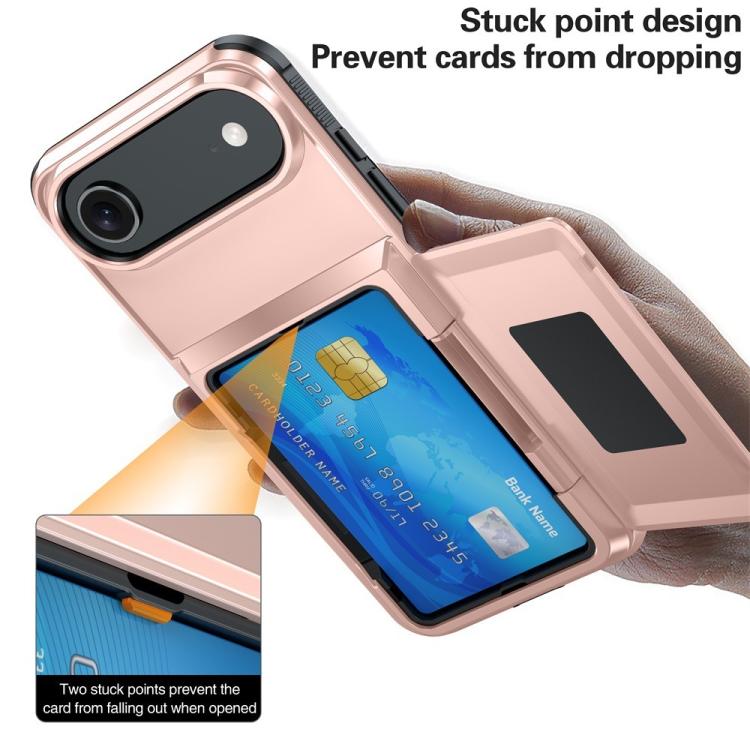For iPhone Air Kalebol Flip Card Wallet Holder Shockproof Phone Case(Rose Gold) by Kalebol