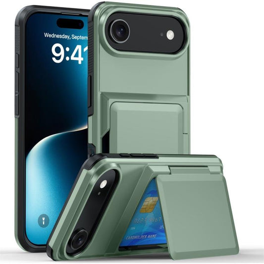 For iPhone Air Kalebol Flip Card Wallet Holder Shockproof Phone Case(Army Green) by Kalebol