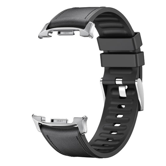 For Samsung Galaxy Watch8 / Watch8 Classic Metal Head Leather Skin Silicone Watch Band(Black) by bashfashion