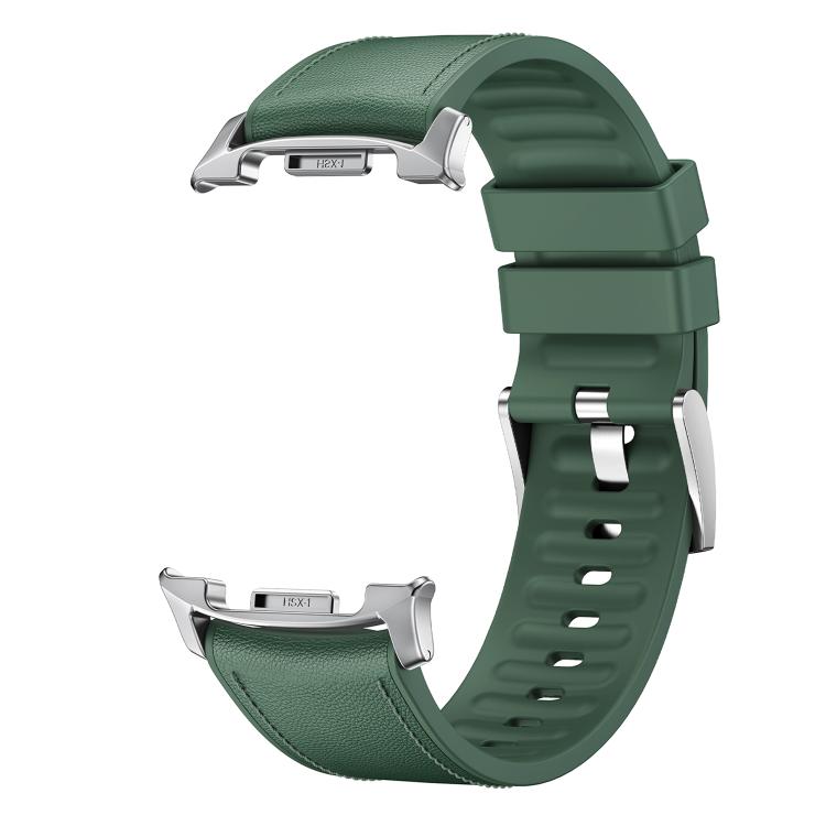 For Samsung Galaxy Watch8 / Watch8 Classic Metal Head Leather Skin Silicone Watch Band(Green) by bashfashion