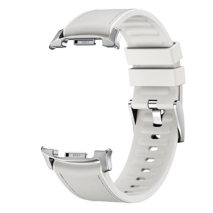 For Samsung Galaxy Watch8 / Watch8 Classic Metal Head Leather Skin Silicone Watch Band(White) by bashfashion