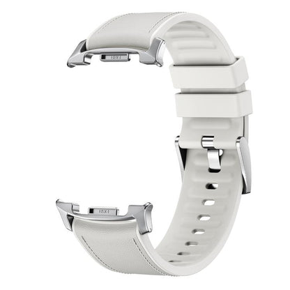 For Samsung Galaxy Watch8 / Watch8 Classic Metal Head Leather Skin Silicone Watch Band(White) by bashfashion